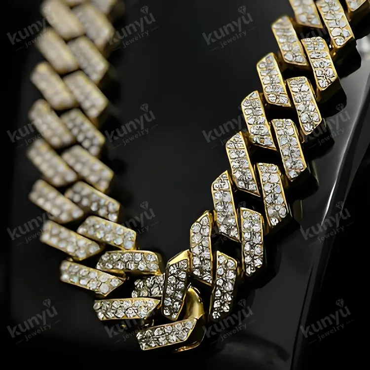 Glittering Rhinestone Cuban Link Chain