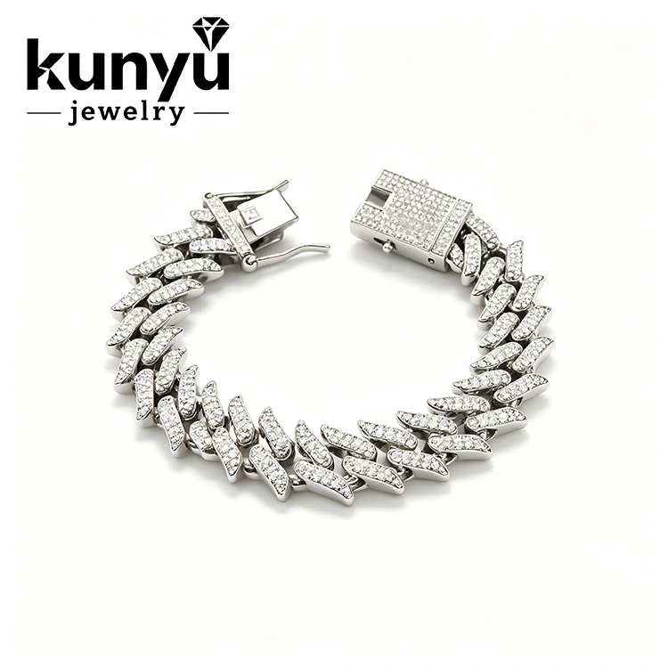 Handcrafted Link ລະບົບຕ່ອງໂສ້ເງິນຊຸບເງິນ